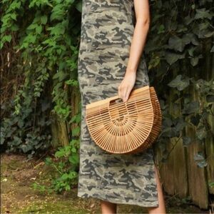 Camo Tank Dress with Side Slit